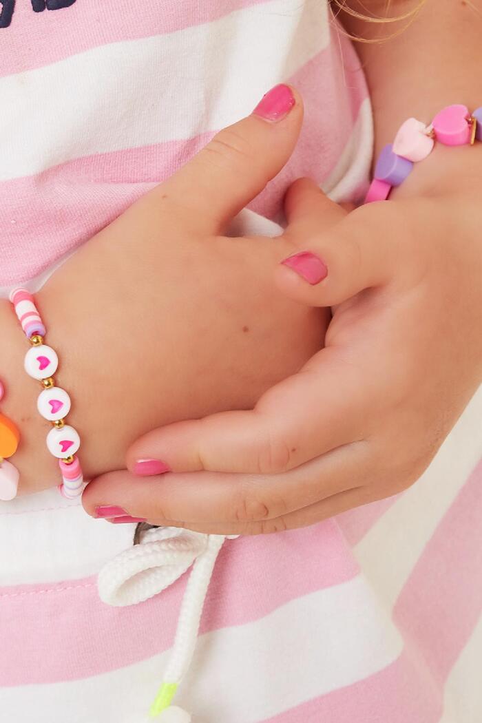 Moeder-dochter collectie roze hartjes armband - Kids Rosé polymer clay Afbeelding2